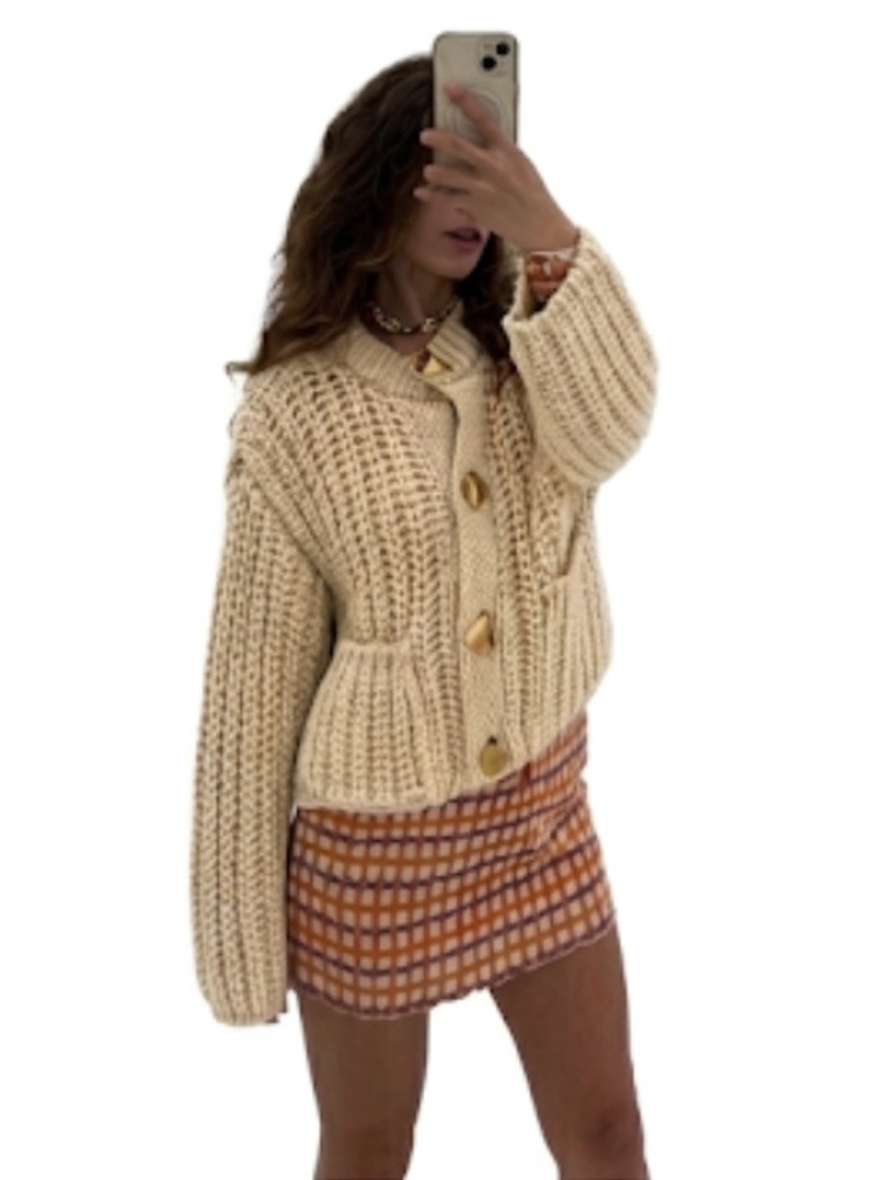 Zara Chunky Loose Knit Button-Front Cardigan In Cream Size Large EUC!